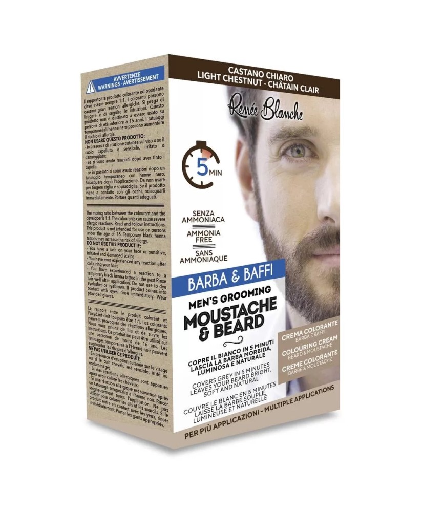 Kit Coloration Barbe et Moustache Châtain Clair - Complet avec Accessoires