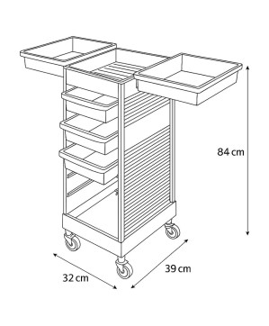 Table de Service PROTEK Noire - 5 Tiroirs