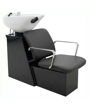 Fauteuil Bac de Lavage GRENADA avec Siège Coulissant - Noir, Cuvette Basculante