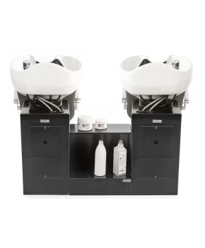 Fauteuil Bac de Lavage GRENADA avec Siège Coulissant - Noir, Cuvette Basculante