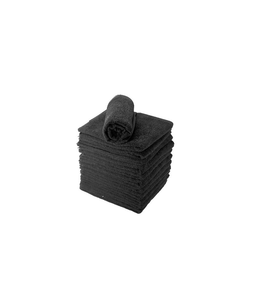 Serviette éponge noire 100% coton (50x80cm) x12