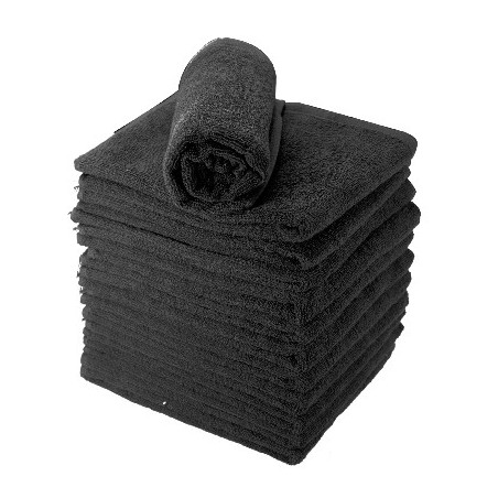 Serviette éponge noire 100% coton (50x80cm) x12