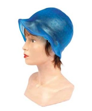 Bonnet silicone bleu pour mêches avec crochet