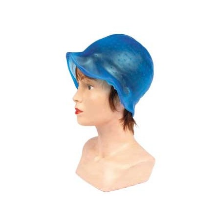 Bonnet silicone bleu pour mêches avec crochet