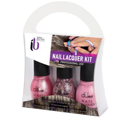 Kit Vernis Ongle Paillet.Rose 3 flacons 14ml SINA