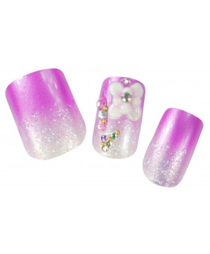 Faux Ongles x24 3D Mauve+Fleurs - SINA