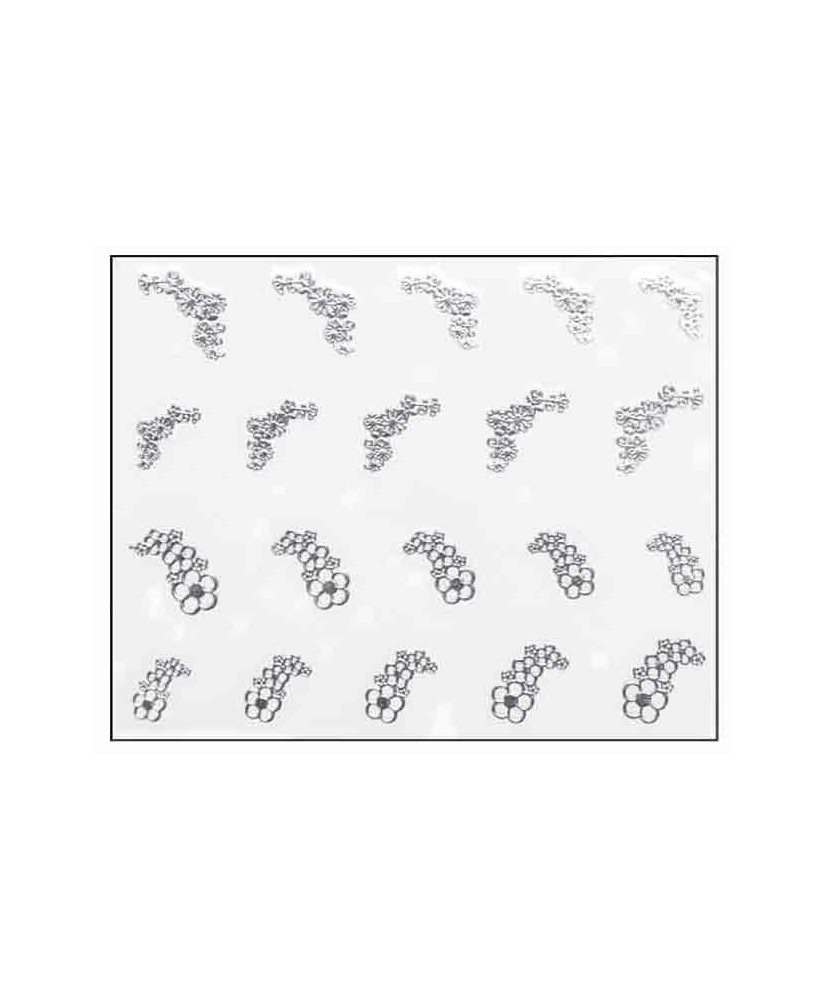 Décor Ongles Argent Fleurs Mns15 - SINA