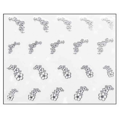 Décor Ongles Argent Fleurs Mns15 - SINA