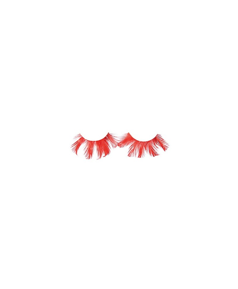 Faux Cils Crazy Plume Rouge  X2 Avec Colle