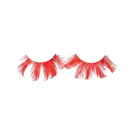 Faux Cils Crazy Plume Rouge  X2 Avec Colle