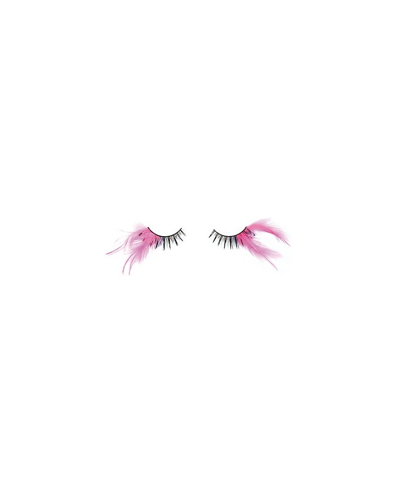 Faux Cils Crazy Plume Noir+Fushia  X2 Aveccolle