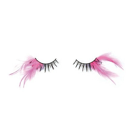 Faux Cils Crazy Plume Noir+Fushia  X2 Aveccolle