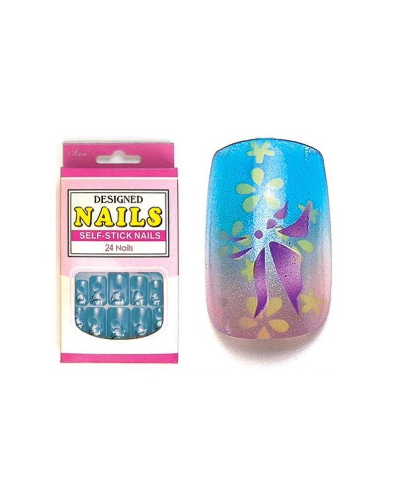 Faux Ongles X24 Orkis Bleu-Mauve-Jaune - SINA