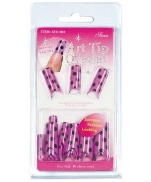 Faux Ongles Overlay-Tip X24 Rose Pois Noir - SINA