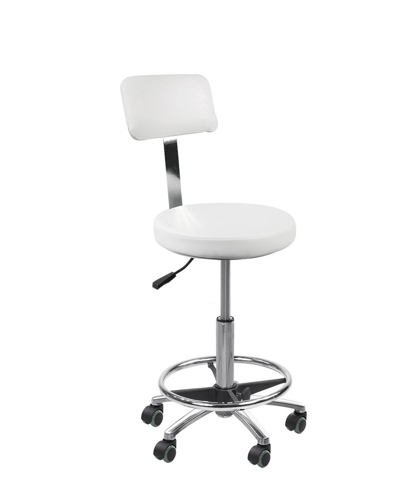 Tabouret Aurore Blanc avec repose pieds + dossier