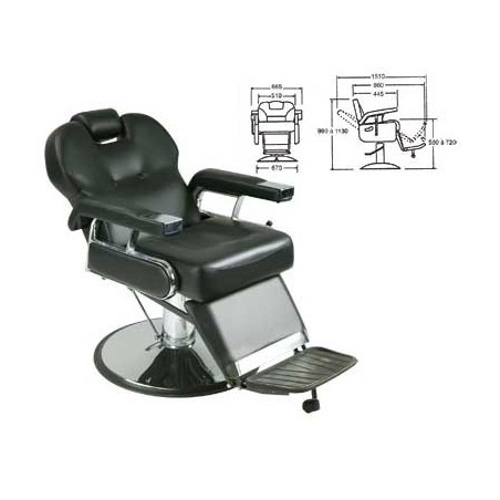 Fauteuil barber 1888 ANTIKA-2 noir chromé